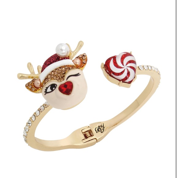 Betsey Johnson Reindeer Hinged Bangle Bracelet - Picture 3 of 3